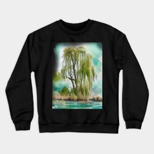 Weeping willow tree watercolor painting #1 Crewneck Sweatshirt